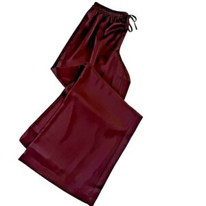 Sincerely Jules Pants Wide Leg Brown Satin Elastic Tie Waist Medium NWT